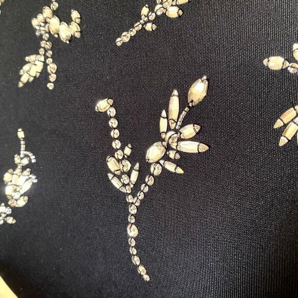 Givenchy Paris Black Cocktail Dress Crystal Rhinestone Floral Embellishm… - Picture 8 of 14